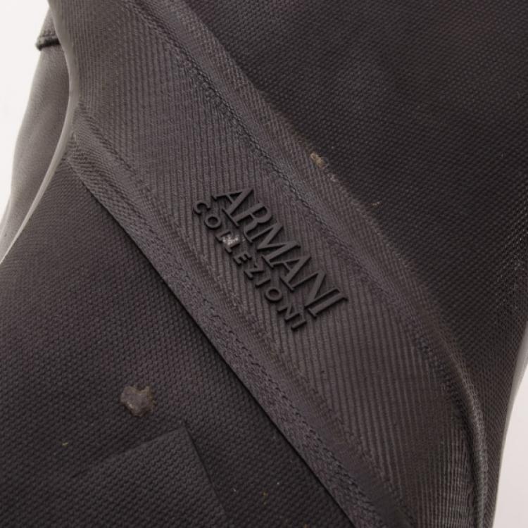Pre Owned Armani Collezioni Black Leather Men's Sneakers Size 43
