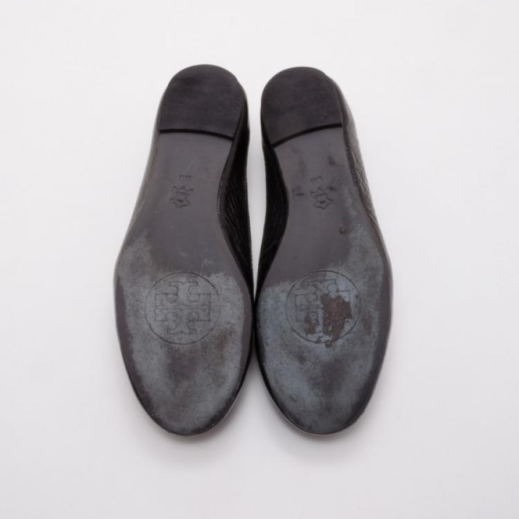Pre Owned Tory Burch Black Ballerina Flats Size 39