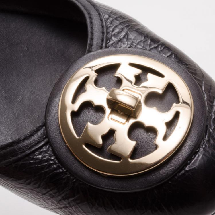 Pre Owned Tory Burch Black Ballerina Flats Size 39