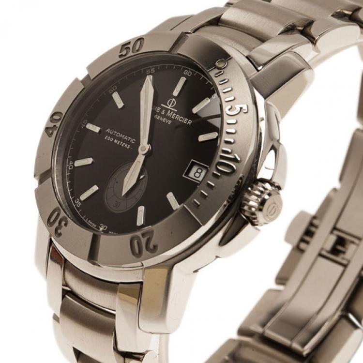 مملوكة مسبقًا Baume & Mercier Black Stainless Steel Capeland Men's Wristwatch 40MM