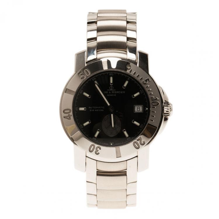 مملوكة مسبقًا Baume & Mercier Black Stainless Steel Capeland Men's Wristwatch 40MM