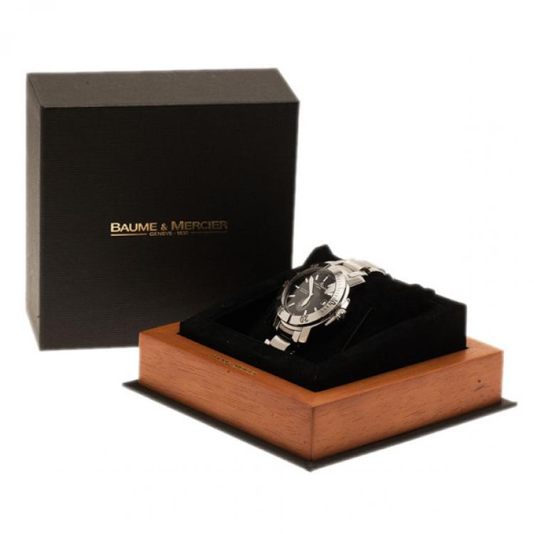 مملوكة مسبقًا Baume & Mercier Black Stainless Steel Capeland Men's Wristwatch 40MM