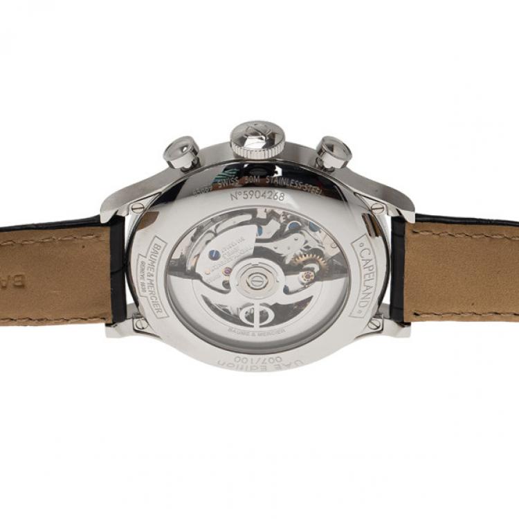 Pre Owned Baume & Mercier White Stainless Steel Capeland Men's Wristwatch 44MM