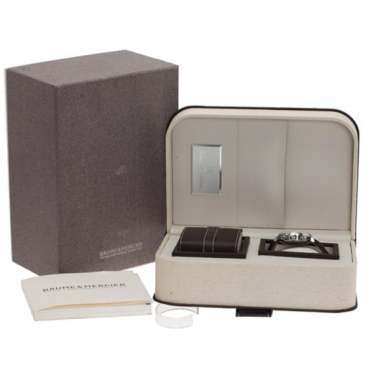 Pre Owned Baume & Mercier White Stainless Steel Capeland Men's Wristwatch 44MM