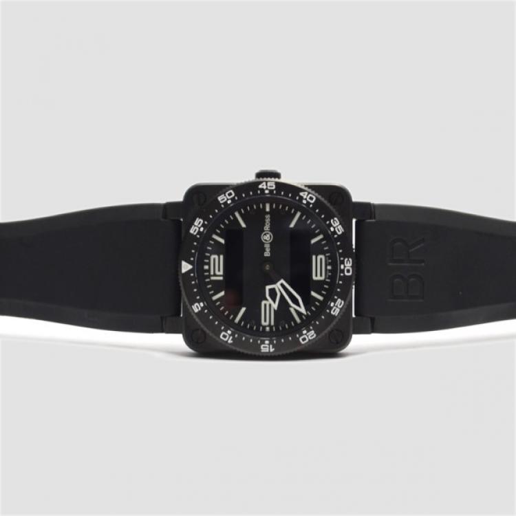 Pre Owned Bell & Ross SS Black Case Aviation Digital Date Mens Wristwatch 44 MM