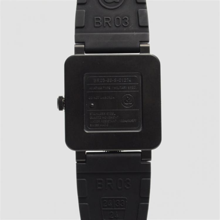 Pre Owned Bell & Ross SS Black Case Aviation Digital Date Mens Wristwatch 44 MM