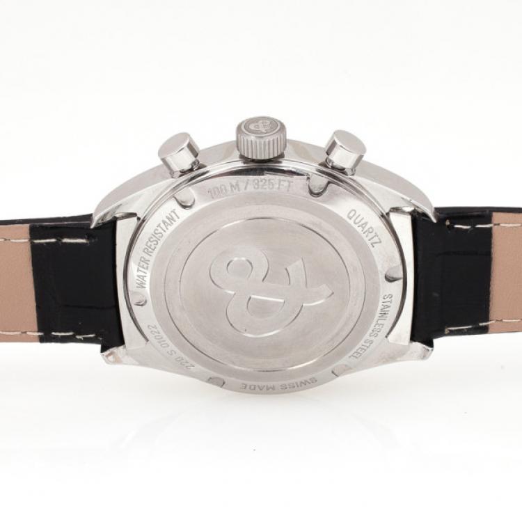 Pre Owned Bell & Ross Classic SS Leather Chronograph Womens Wristwatch 34 MM		