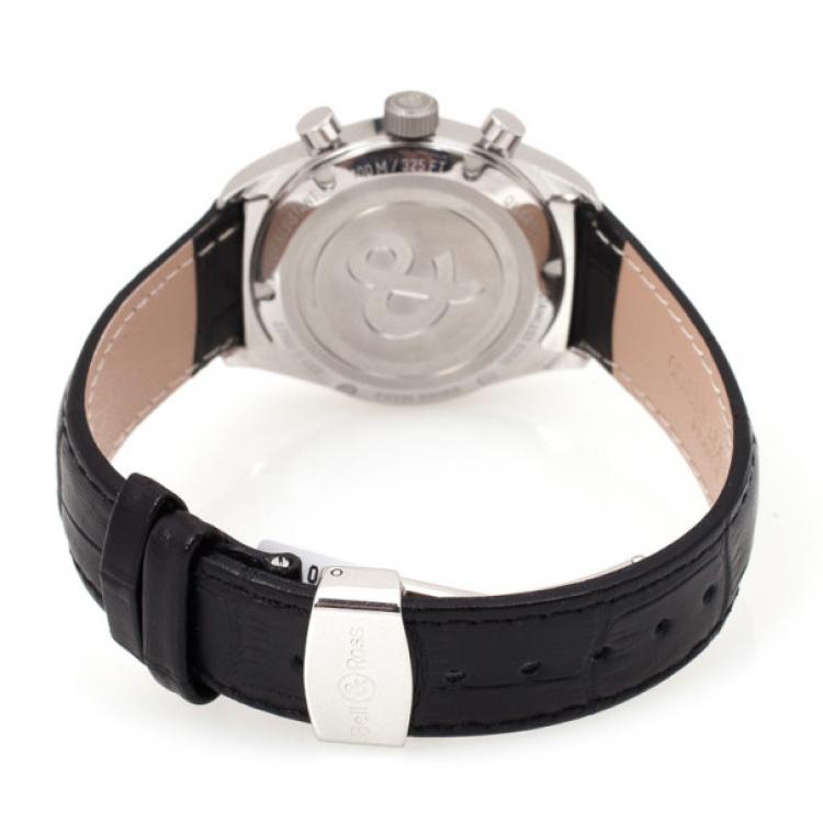 Pre Owned Bell & Ross Classic SS Leather Chronograph Womens Wristwatch 34 MM		