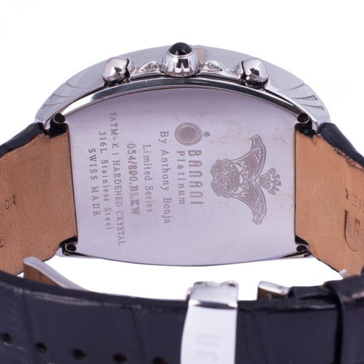 Pre Owned Bonja Limited Edition Platinum Diamond Banani Mens Wristwatch 42 MM