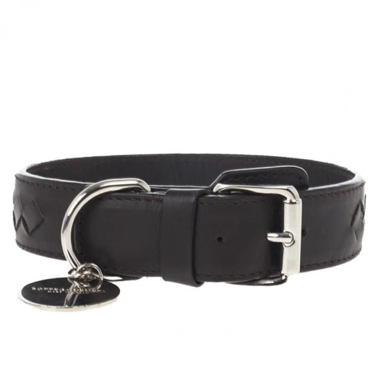 Pre Owned Bottega Veneta Brown Intrecciato Dog Collar