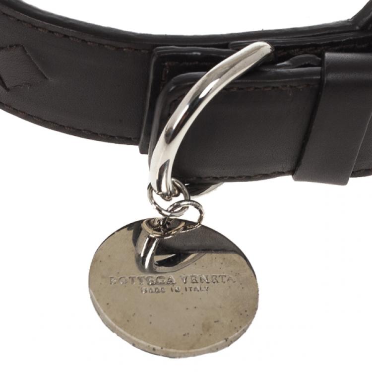 Pre Owned Bottega Veneta Brown Intrecciato Dog Collar