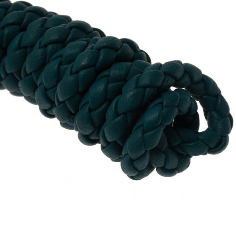 Pre Owned Bottega Veneta Green Intrecciato Leather Phone Strap