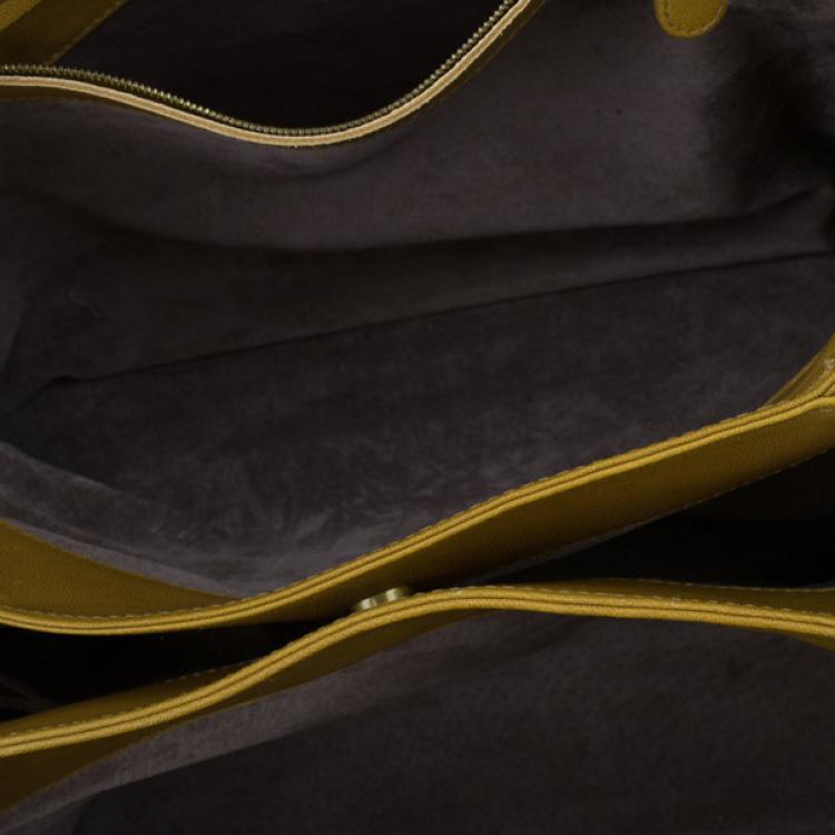 Pre Owned Bottega Veneta Mustard Leather Roma Intrecciato Tote