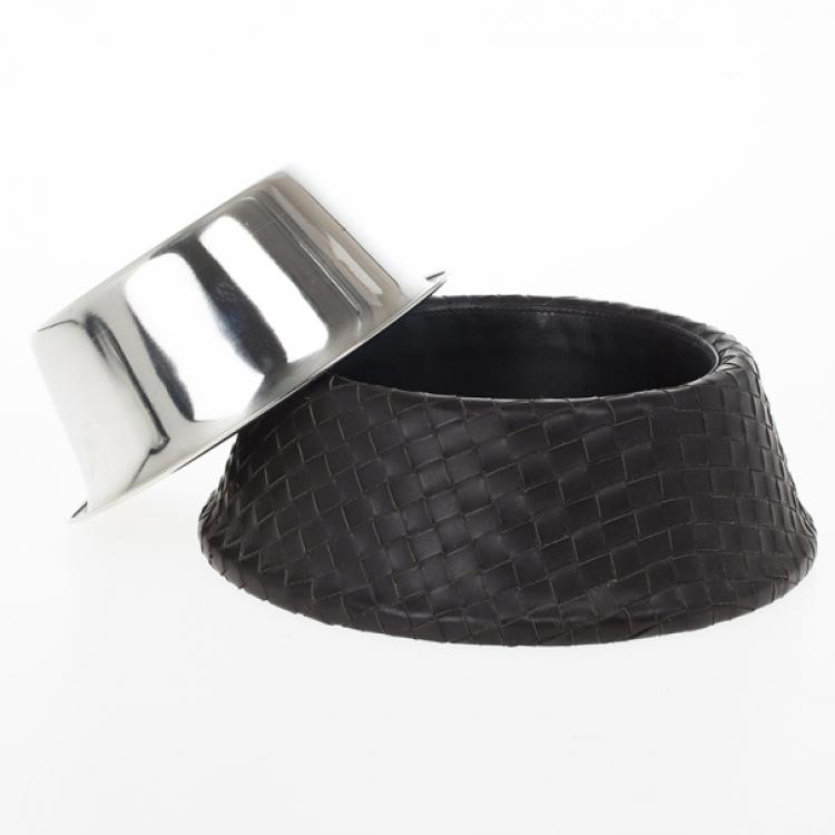 Pre Owned Bottega Veneta Brown Intrecciato Dog Bowl