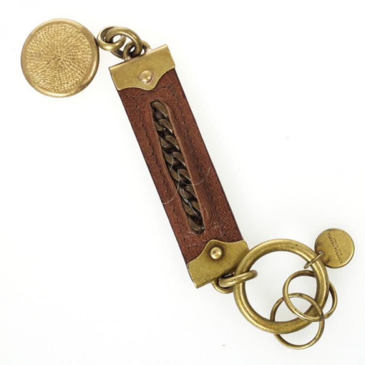 Pre Owned Bottega Veneta Brown Leather Key Ring