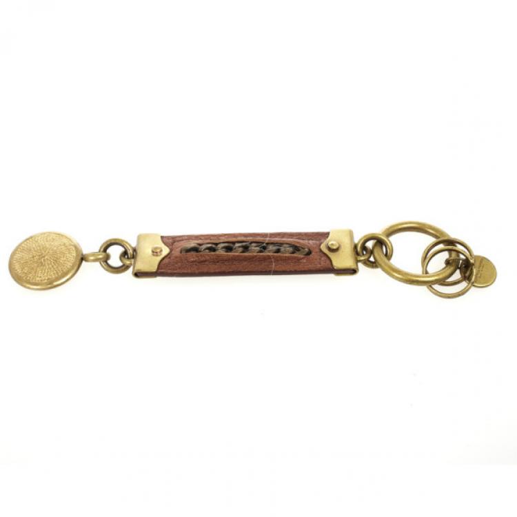 Pre Owned Bottega Veneta Brown Leather Key Ring