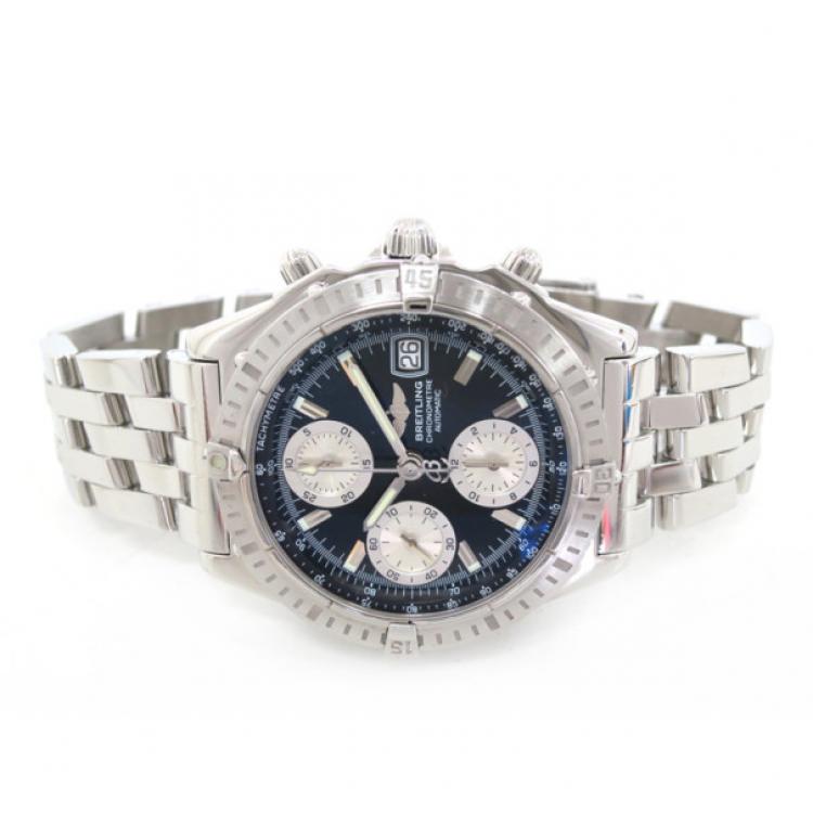 Pre Owned Breitling Chronomat SS Black Mens Wristwatch