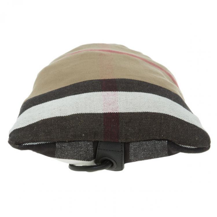 Pre Owned Burberry House Check Canvas Drawstring Bag