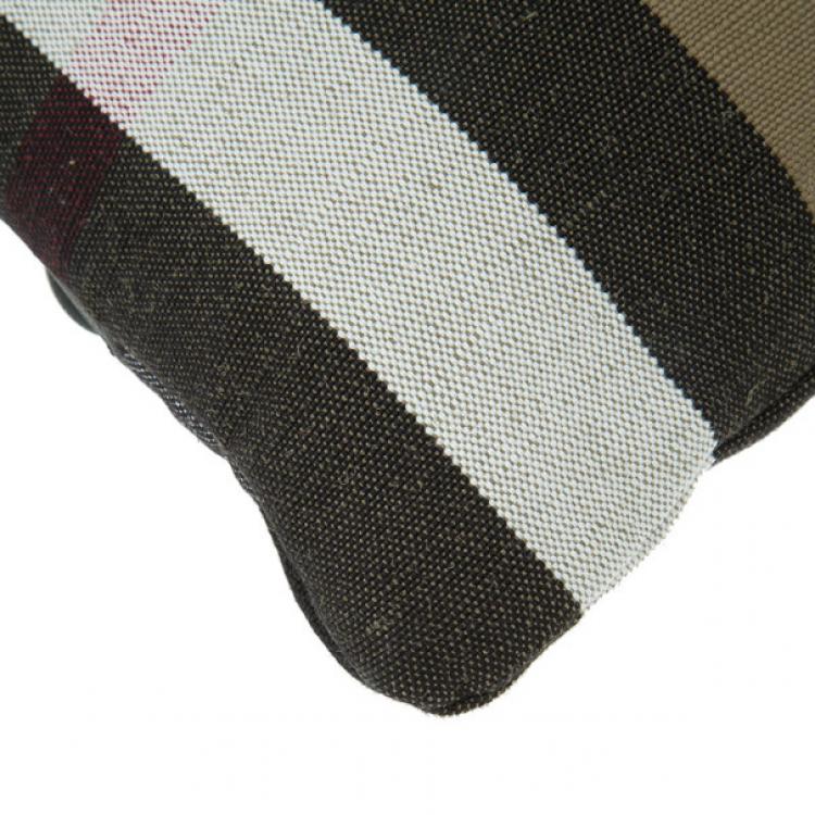 Pre Owned Burberry House Check Canvas Drawstring Bag