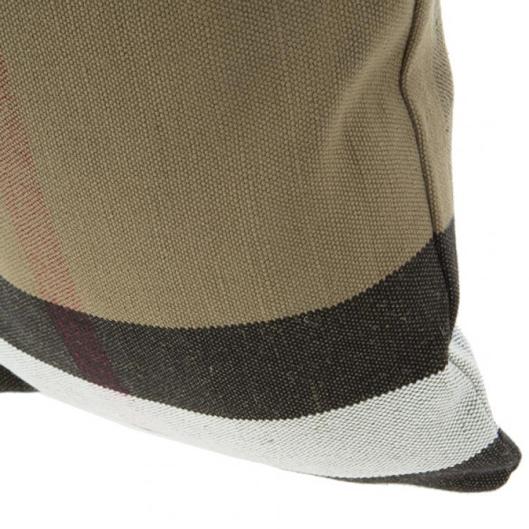 Pre Owned Burberry House Check Canvas Drawstring Bag