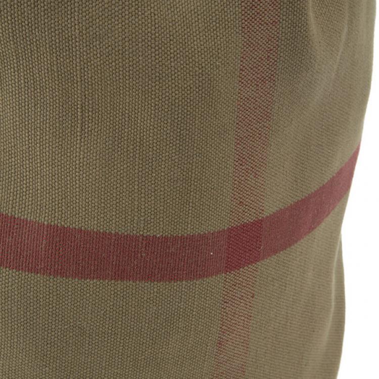 Pre Owned Burberry House Check Canvas Drawstring Bag