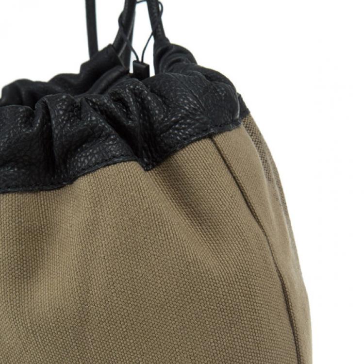 Pre Owned Burberry House Check Canvas Drawstring Bag