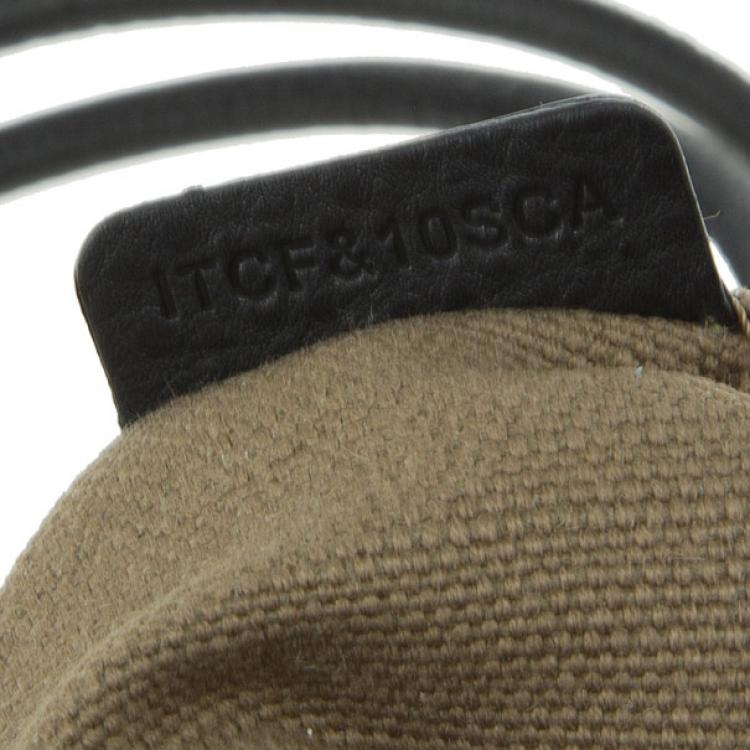 Pre Owned Burberry House Check Canvas Drawstring Bag
