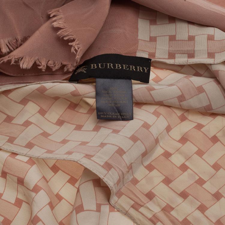 Pre Owned Burberry Prorsum Beige Printed Silk Stole