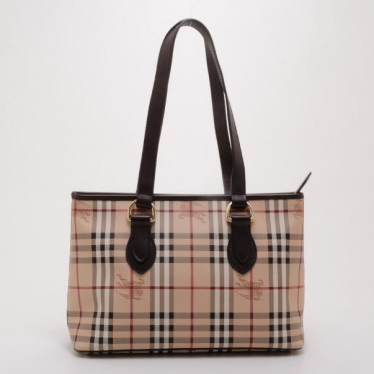 Pre Owned Burberry Haymarket Check Tote 