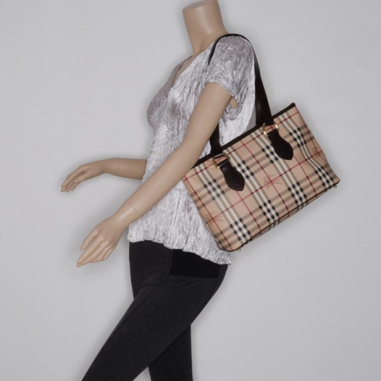 Pre Owned Burberry Haymarket Check Tote 