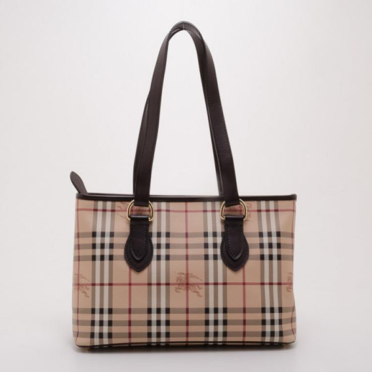 Pre Owned Burberry Haymarket Check Tote 