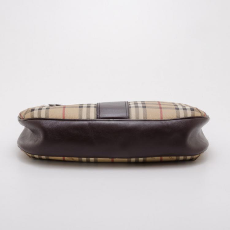 Pre Owned Burberry Haymarket Check Large Hobo 