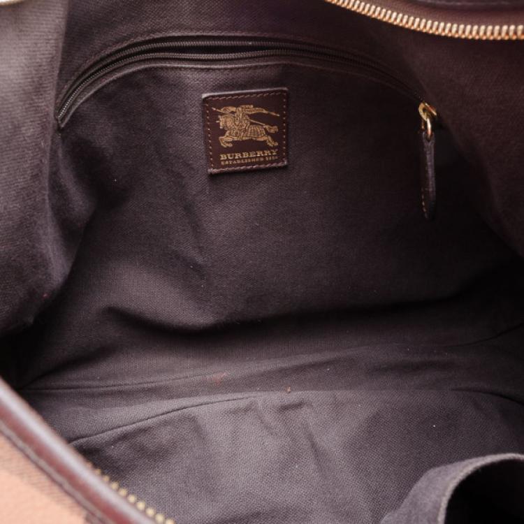 Pre Owned Burberry Haymarket Check Large Hobo 