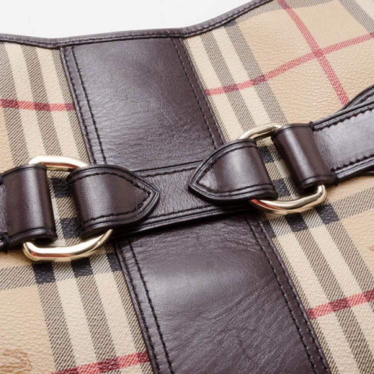 Pre Owned Burberry Haymarket Check Large Hobo 