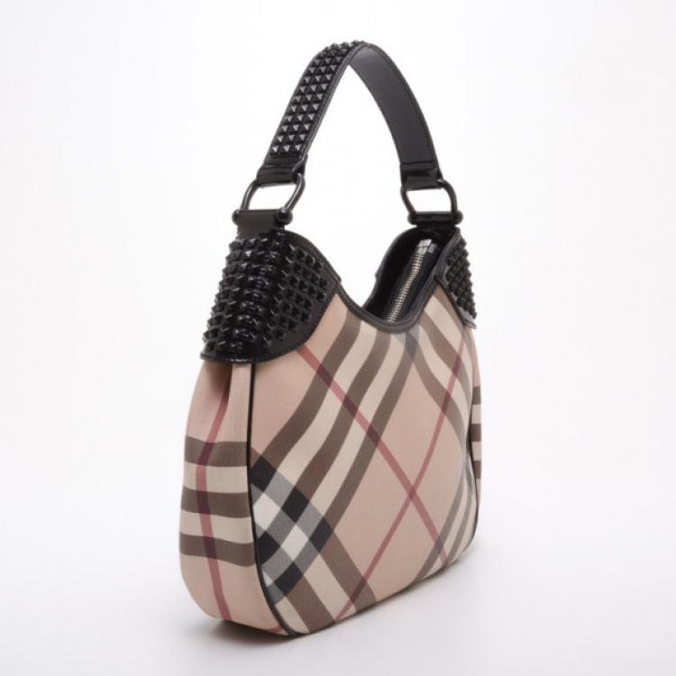 Pre Owned Burberry Nova Check Star Studded Hobo