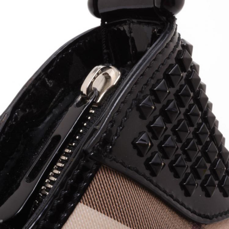Pre Owned Burberry Nova Check Star Studded Hobo