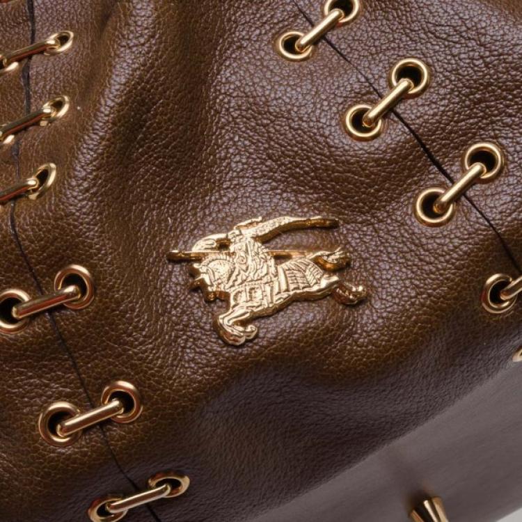 Pre Owned Burberry Lowry Metal Stitch Tote