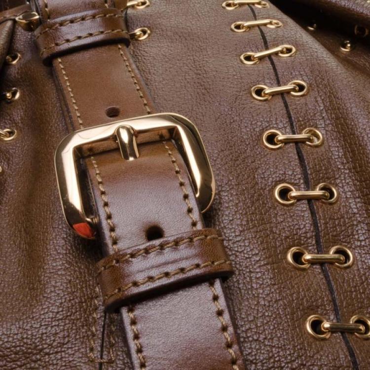 Pre Owned Burberry Lowry Metal Stitch Tote
