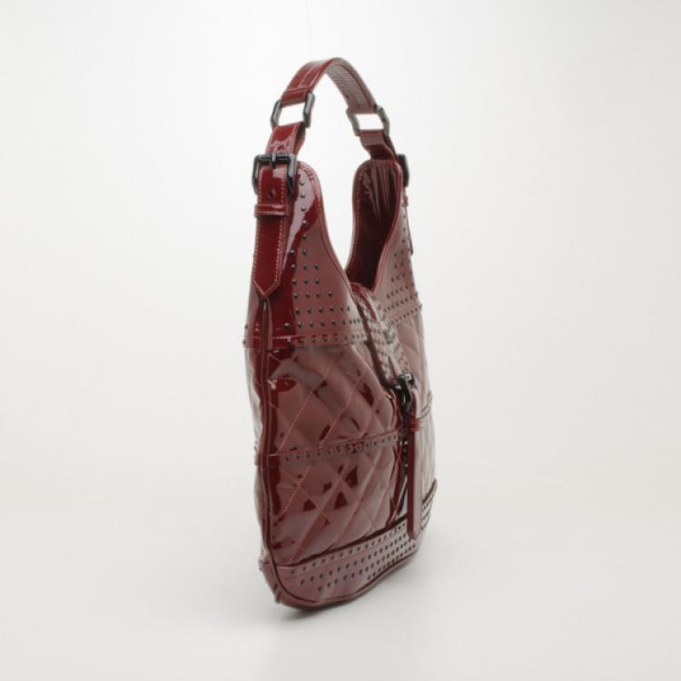 Pre Owned Burberry Quilted Patent Leather Hobo
