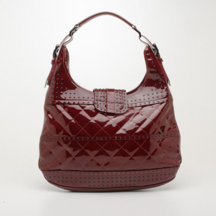 Pre Owned Burberry Quilted Patent Leather Hobo