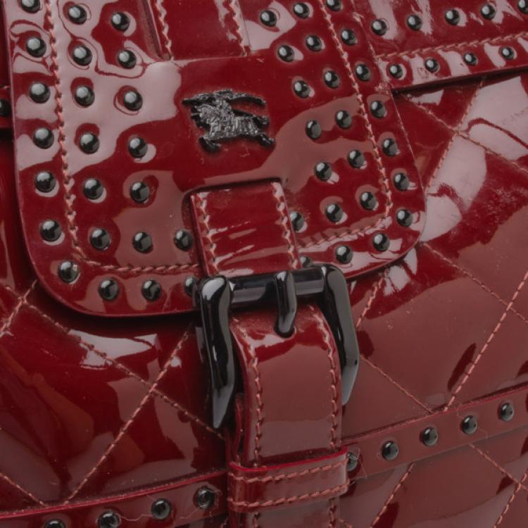 Pre Owned Burberry Quilted Patent Leather Hobo