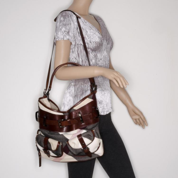 Pre Owned Burberry Mega Check Hobo