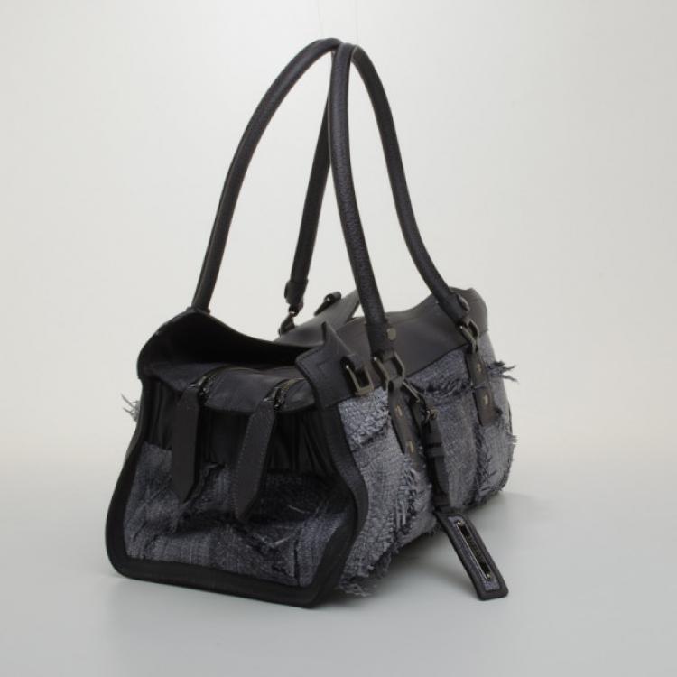 Pre Owned Burberry Raffia Patchwork  Satchel