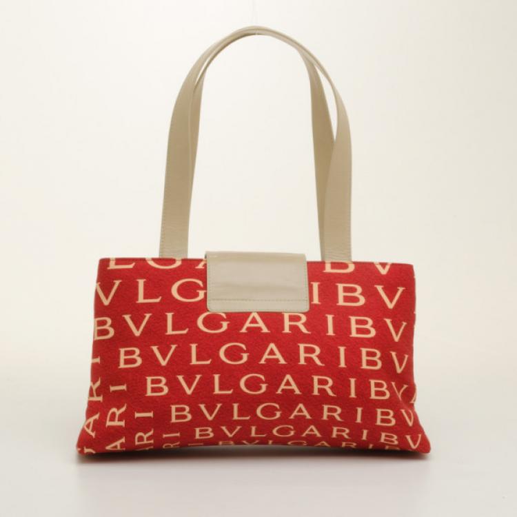 Pre Owned Bvlgari Logo Mania Shoulder Bag in Red