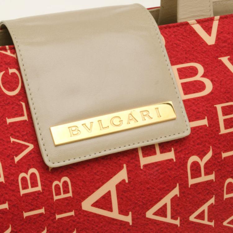Pre Owned Bvlgari Logo Mania Shoulder Bag in Red