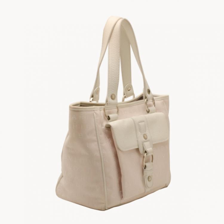 Pre Owned Bvlgari Pink and White Monogram Canvas Tote 