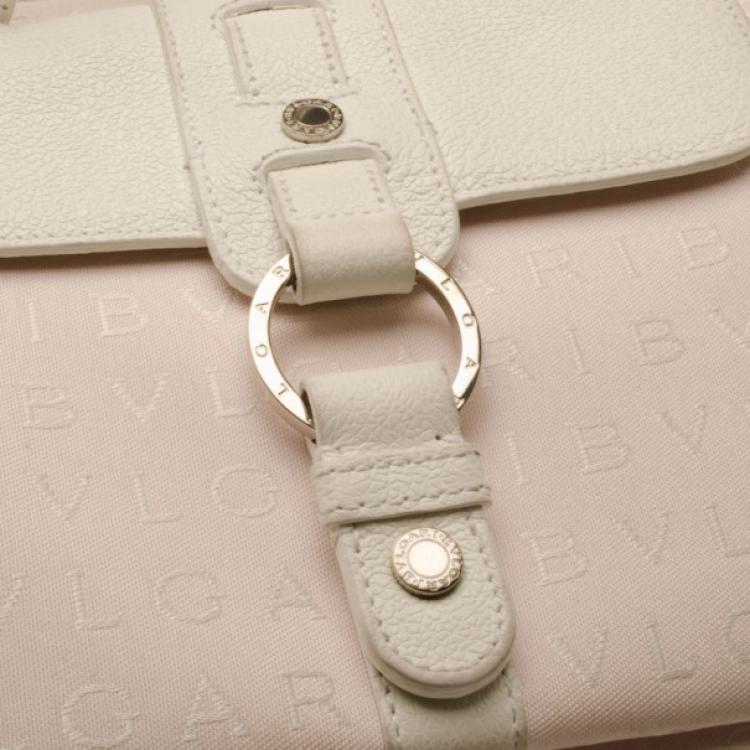 Pre Owned Bvlgari Pink and White Monogram Canvas Tote 