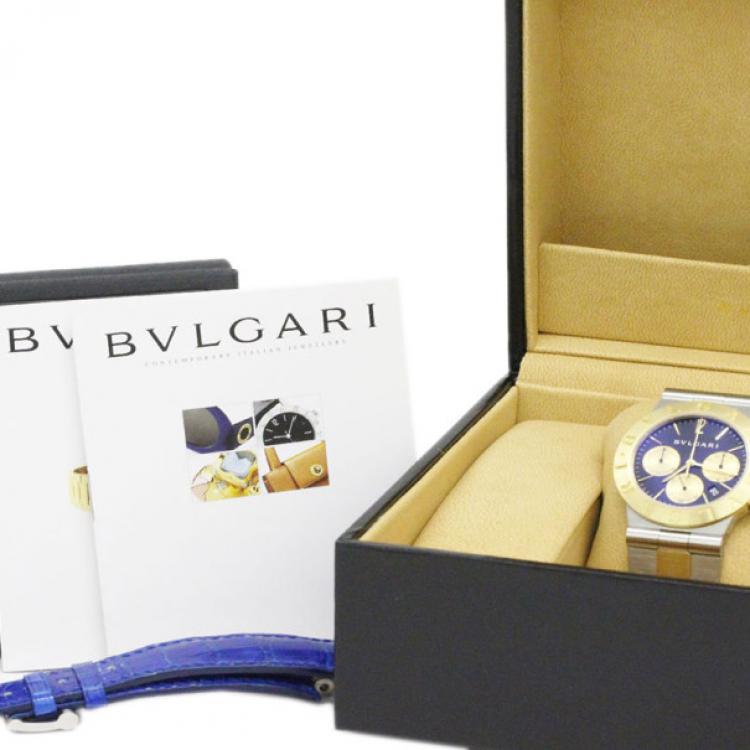 مملوكة مسبقًا Bvlgari Black 18K Yellow Gold & Stainless Steel Diagono Men's Wristwatch 35MM