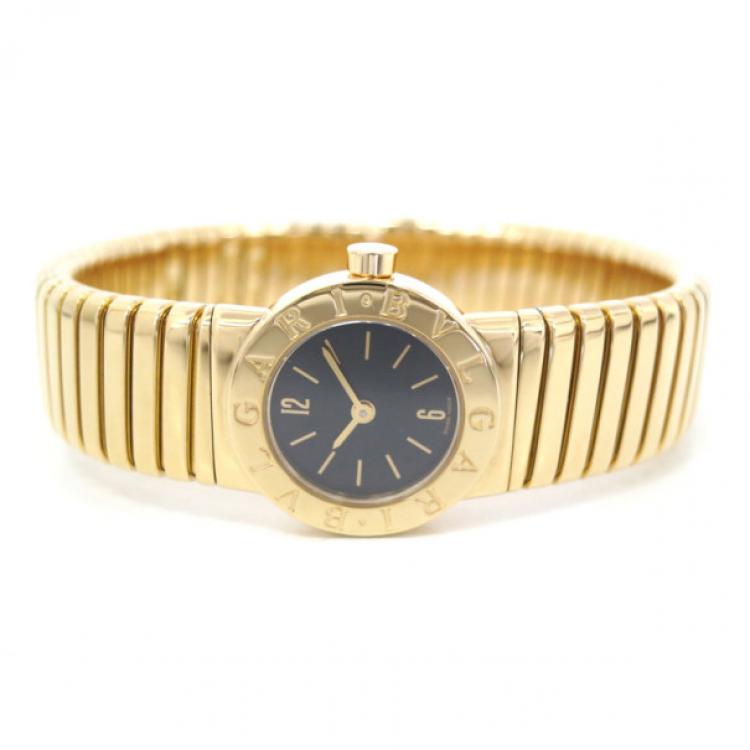 Pre Owned Bvlgari Tubogas 18K Gold Ladies Wristwatch