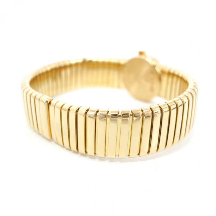 Pre Owned Bvlgari Tubogas 18K Gold Ladies Wristwatch